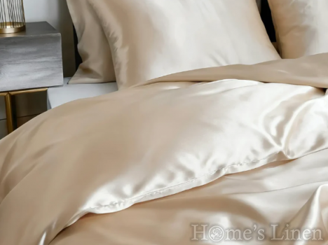 Премиум спален комплект 100% естествена коприна от копринени буби Royal Silk Mulberry Collection 22 Momme 6A Grade, Champaigne Премиум спален комплект 100% естествена коприна от копринени буби Royal Silk Mulberry Collection 22 Momme 6A Grade, Champaigne