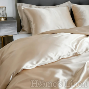 Премиум спален комплект 100% естествена коприна от копринени буби Royal Silk Mulberry Collection 22 Momme 6A Grade, Champaigne