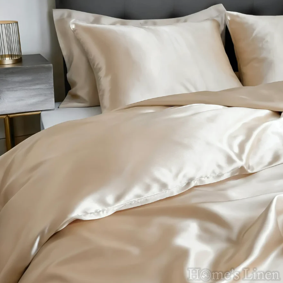 Премиум спален комплект 100% естествена коприна от копринени буби Royal Silk Mulberry Collection 22 Momme 6A Grade, Champaigne